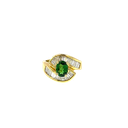 18K Yellow Gold Diamond and Emerald Fashion Ring