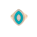18K Yellow Gold Enamel and Diamond Fashion Ring