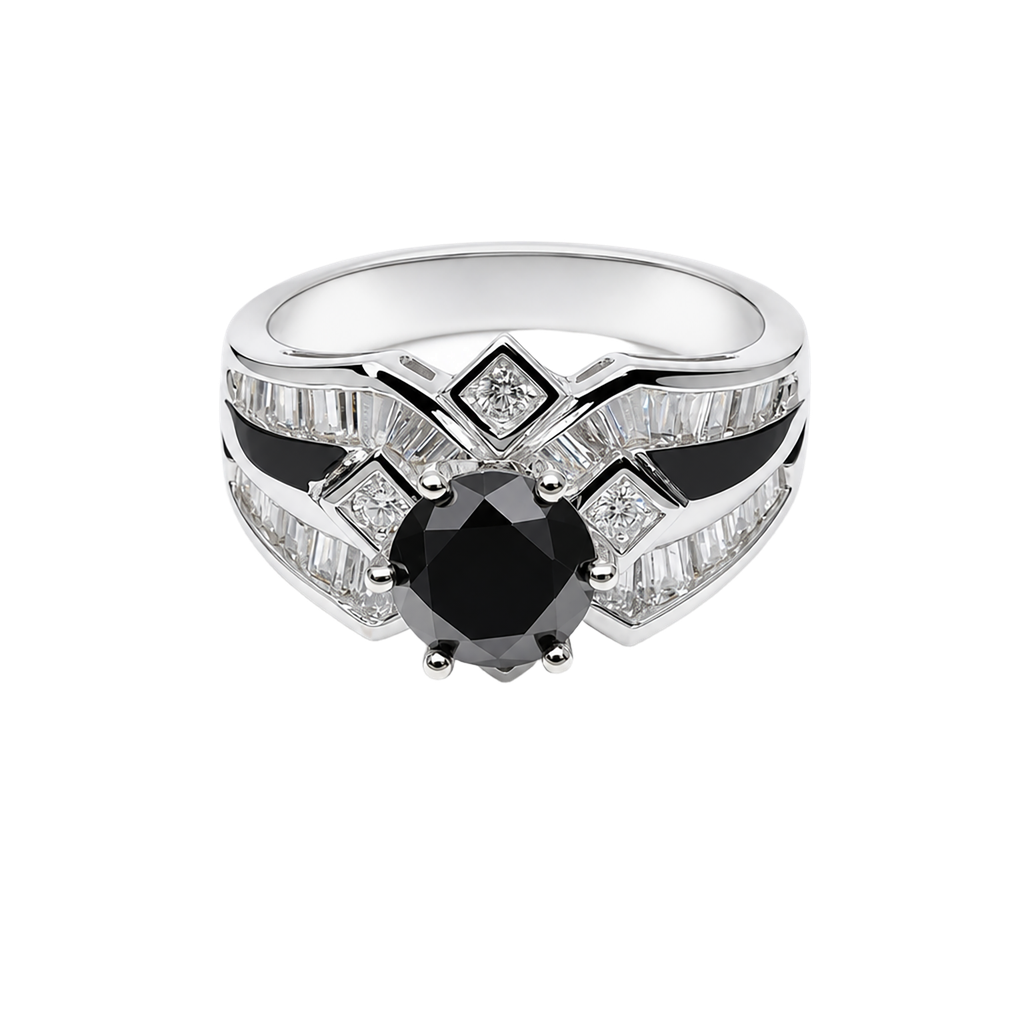 18K Yellow Gold Black Diamond Ring