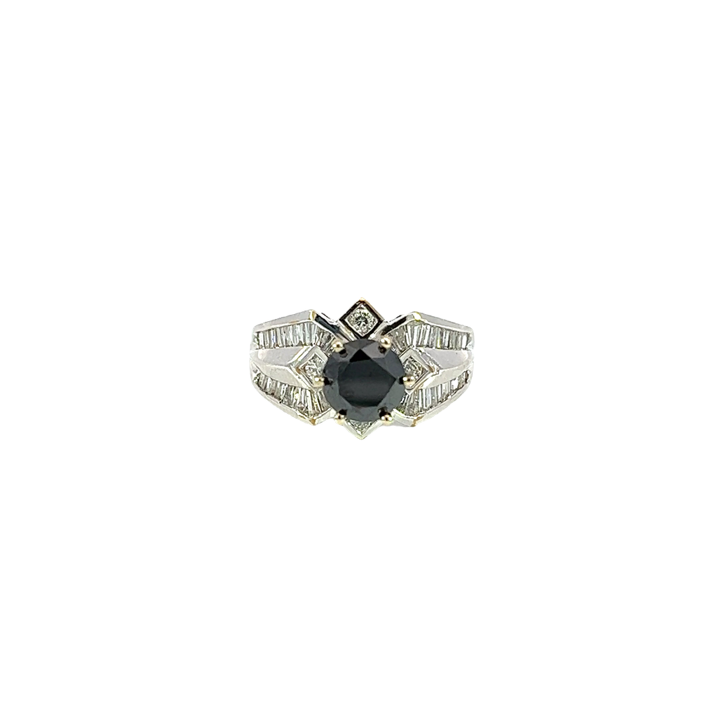 18K Yellow Gold Black Diamond Ring