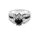 18K Yellow Gold Black Diamond Ring