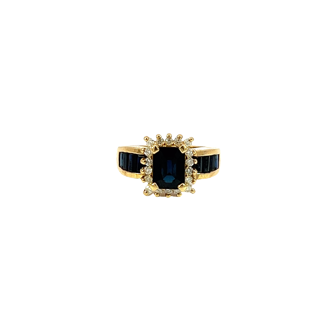 14K Gold Diamond and Sapphire Fashion Ring