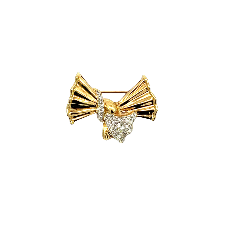14K Yellow Gold Diamond Brooch