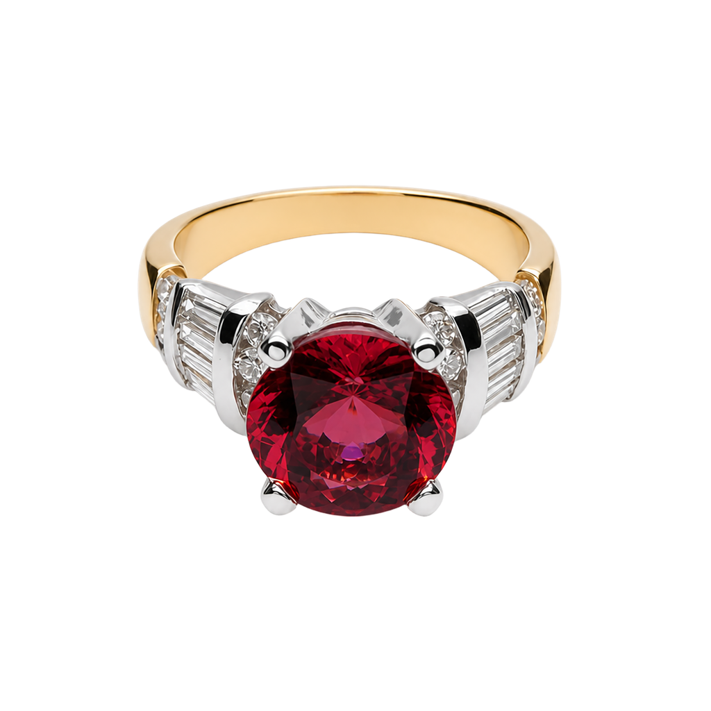 14K Gold Diamond and Tourmaline Fashion Ring