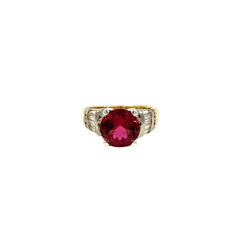 14K Gold Diamond and Tourmaline Fashion Ring