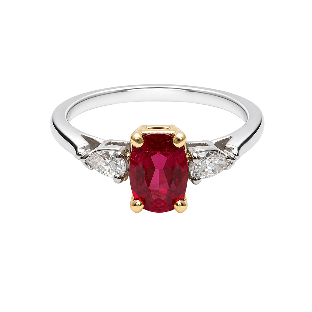14K Two-Tone Gold Diamond and Ruby Fashion Ring