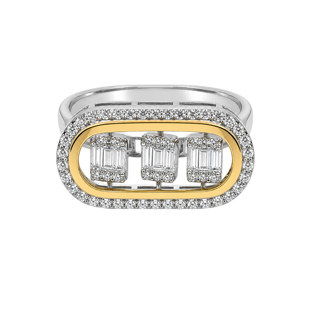 18K Two-Tone Gold Diamond Cocktail and Fashion Ring