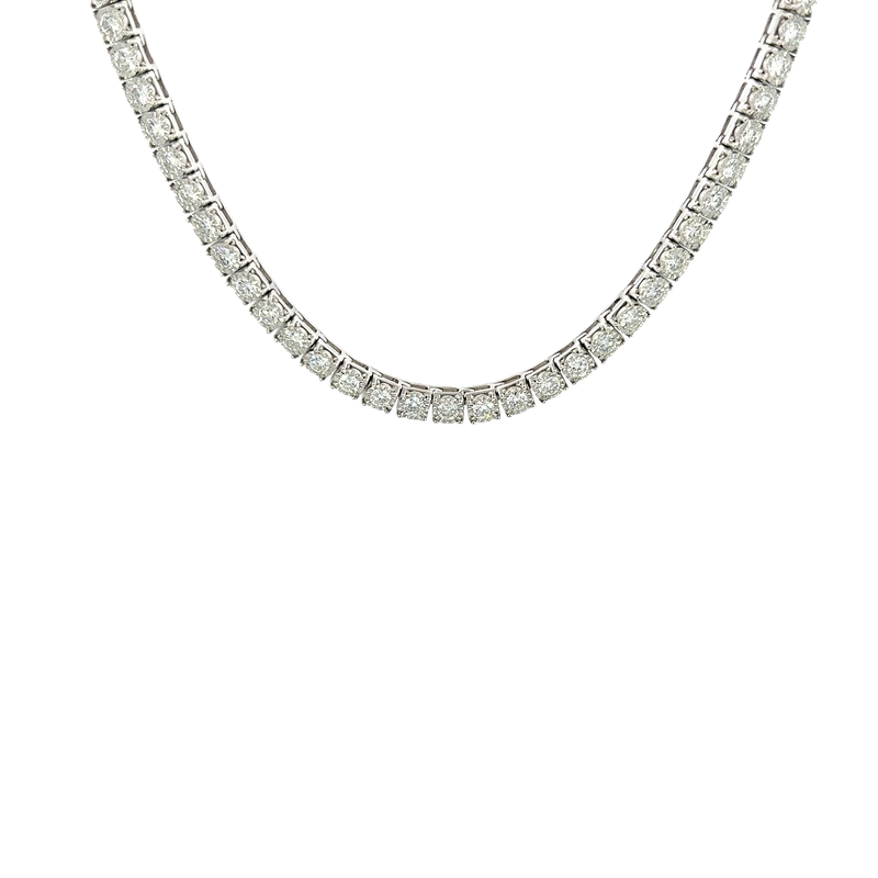 10K White Gold Lab Diamond Illusion Tennis Necklace - 18"