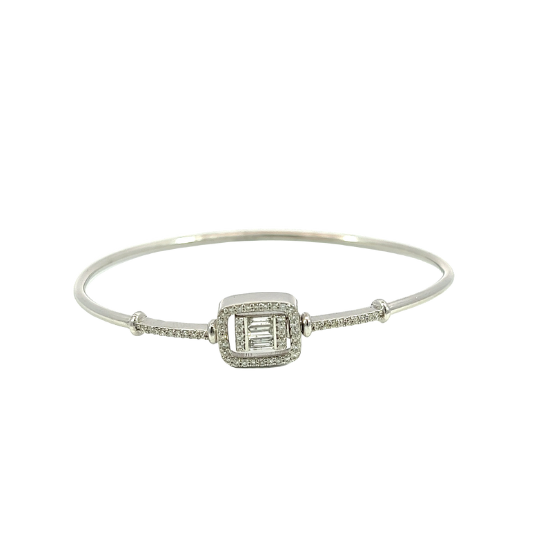 14K White Gold Diamond Bangle Bracelet