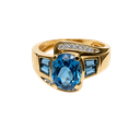 14K Yellow Gold Blue Topaz and Diamond Ring