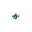 14K Yellow Gold Blue Topaz and Diamond Ring