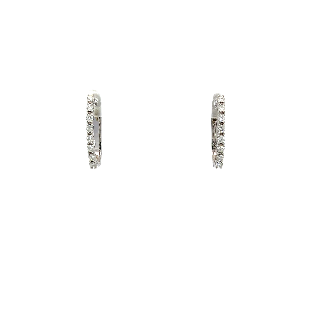 14K White Gold Diamond Hoop Earrings