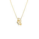 14K Yellow Gold Diamond Butterfly Necklace