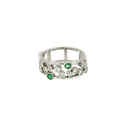14K White Gold Diamond and Emerald Ring