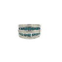14K White Gold Blue Diamond Band Ring