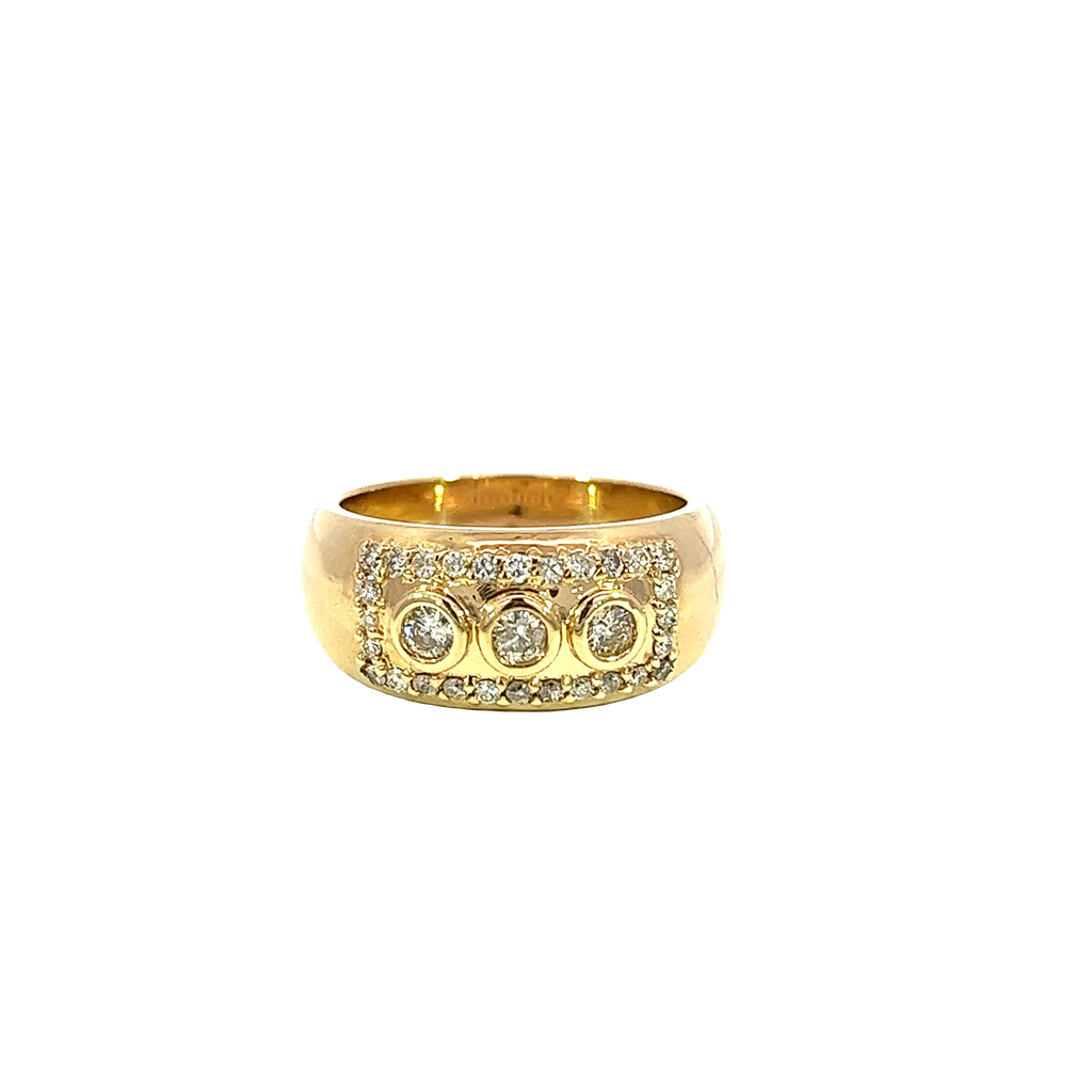 14K Yellow Gold Diamond Band and Fashion Ring