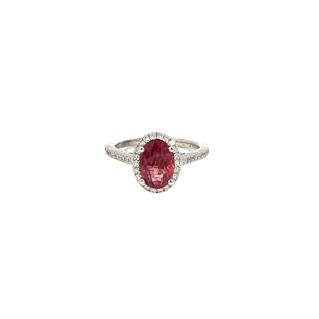 14K White Gold Diamond and Sapphire Fashion Ring