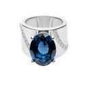 14K White Gold Diamond and Topaz Cocktail Ring