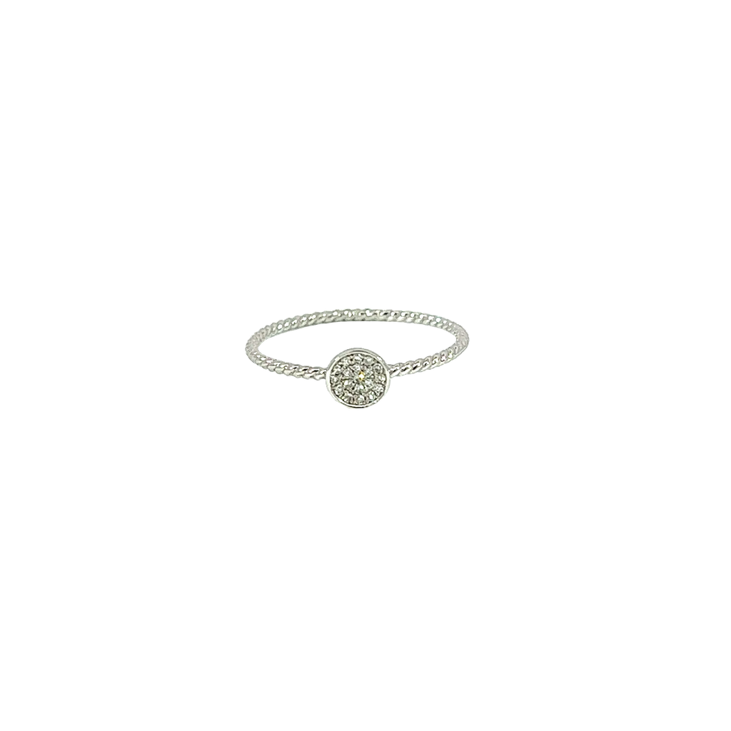 14K White Gold Diamond Stackable Ring