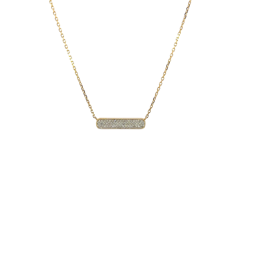 14K Yellow Gold Diamond Bar Necklace