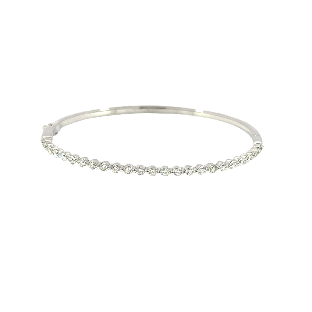 14K White Gold Diamond Bangle Bracelet