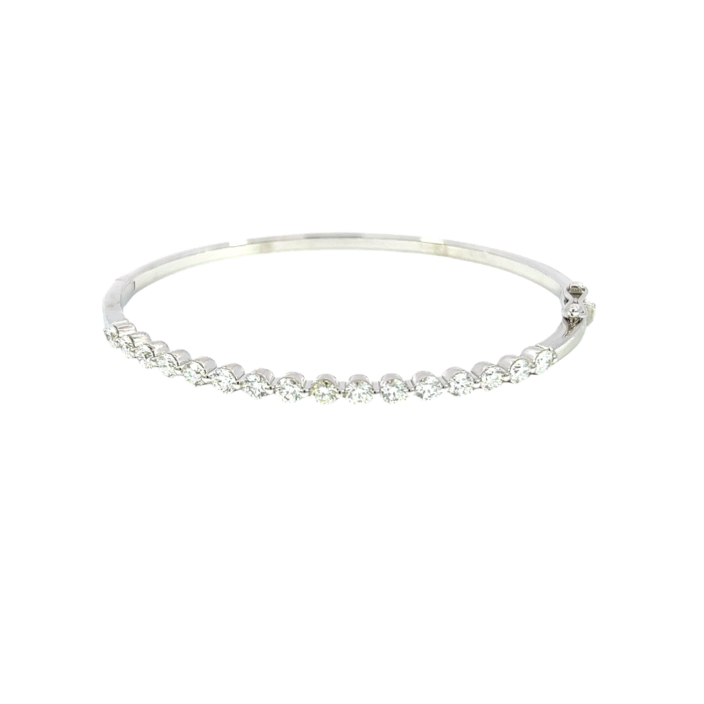 14K White Gold Diamond Bangle Bracelet