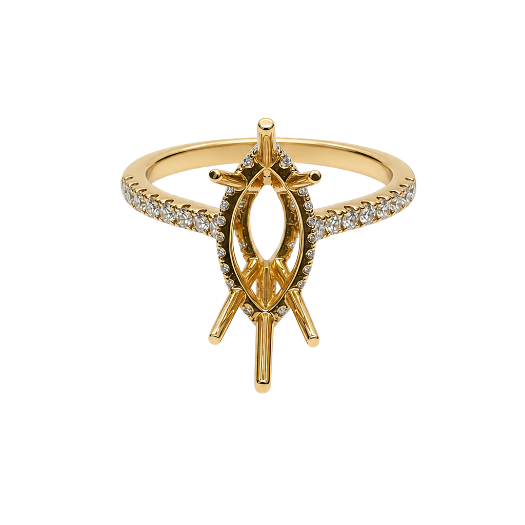 18K Yellow Gold Diamond Marquise Mounting