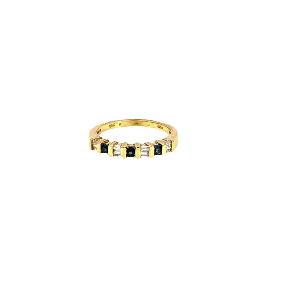14K Yellow Gold Diamond and Sapphire Fashion Ring