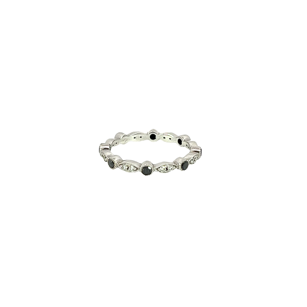 14K White Gold Diamond Stackable Ring