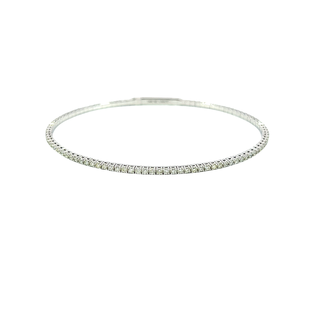 14K White Gold Diamond Bangle Bracelet