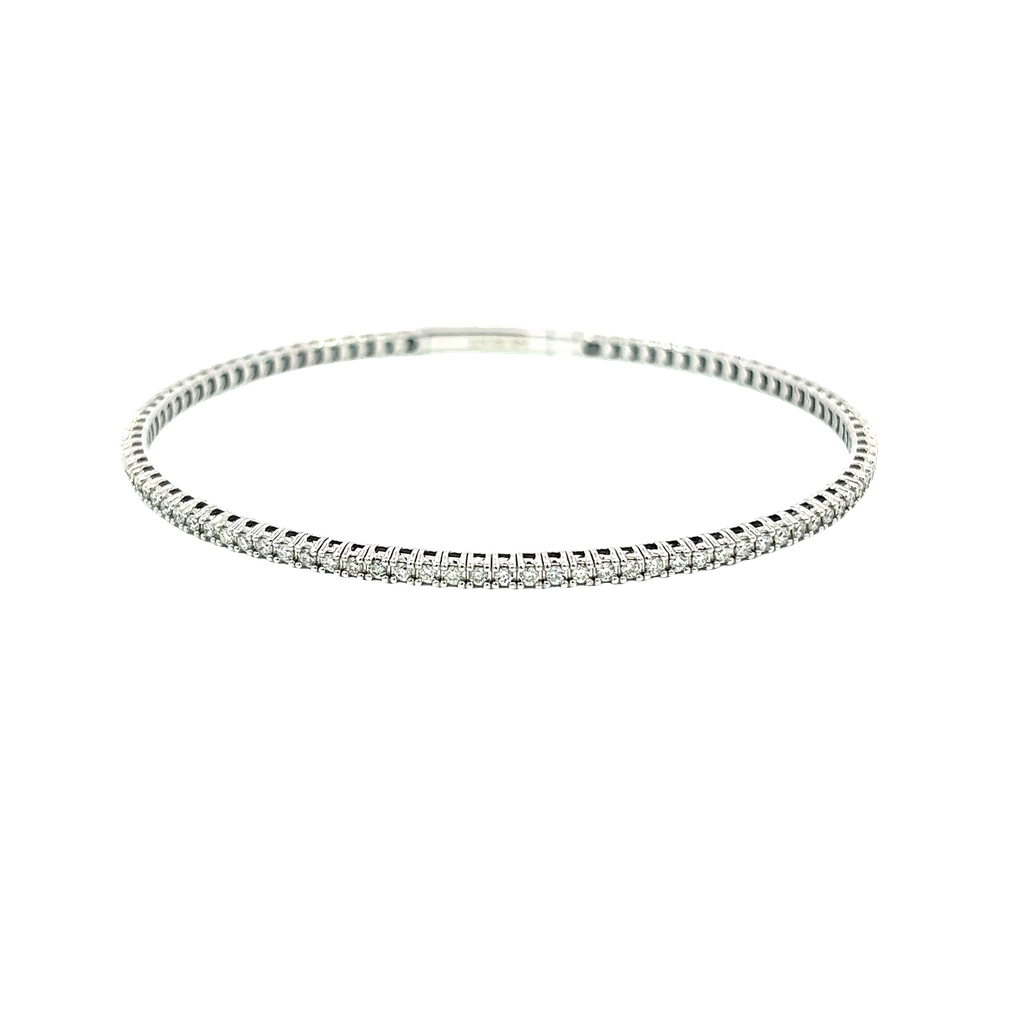 14K White Gold Diamond Bangle Bracelet