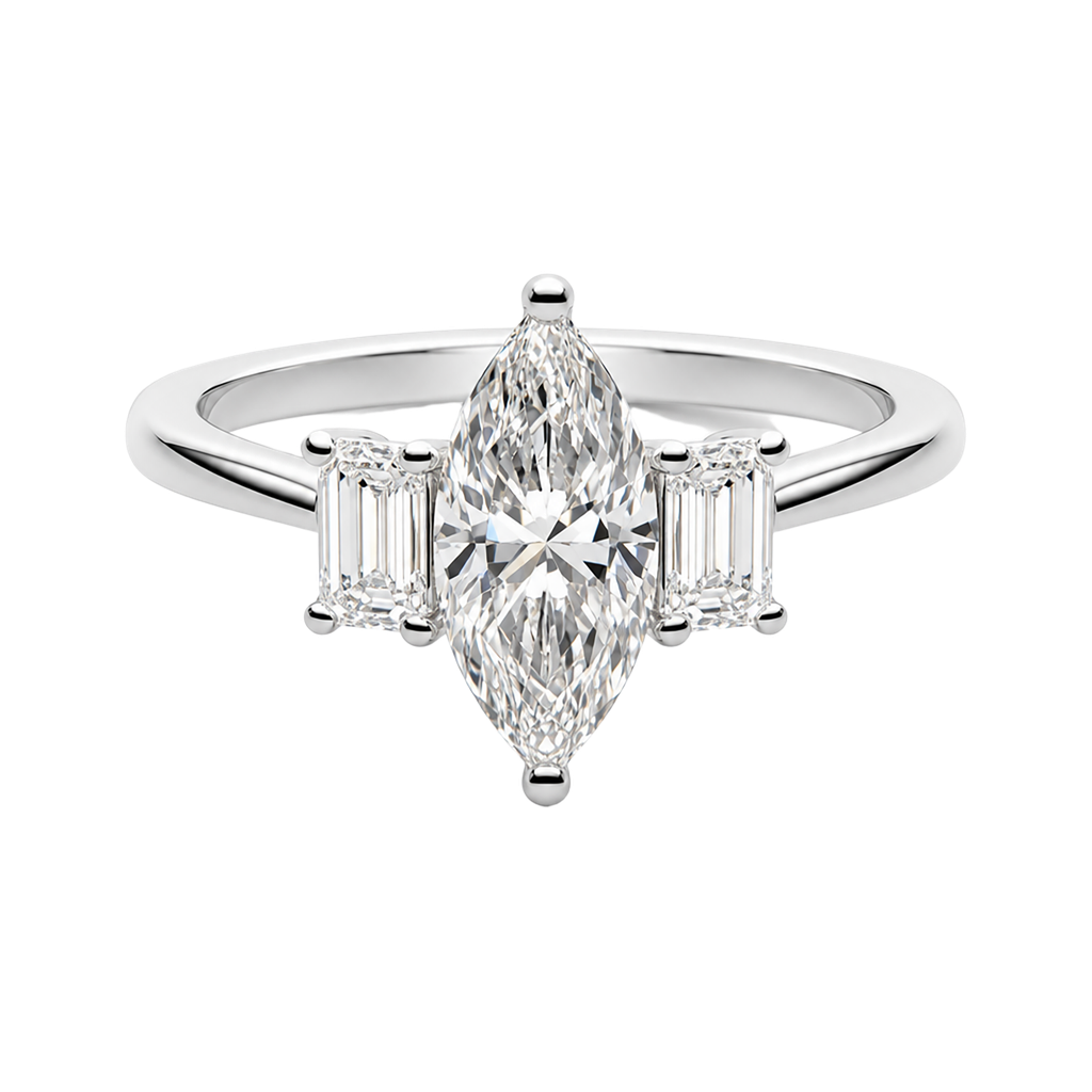 14KW White Gold Lab Diamond and Diamond Ring