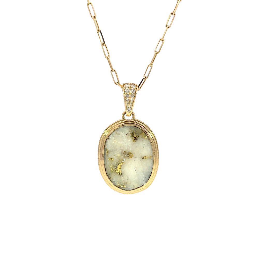 14K Yellow Gold Gold In Quartz Pendant