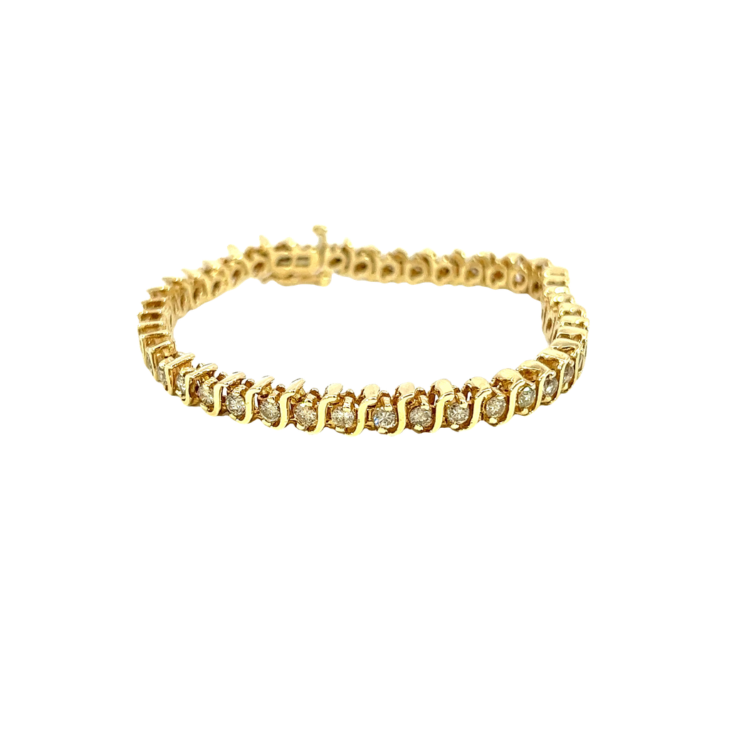 14K Yellow Gold Diamond Tennis Bracelet