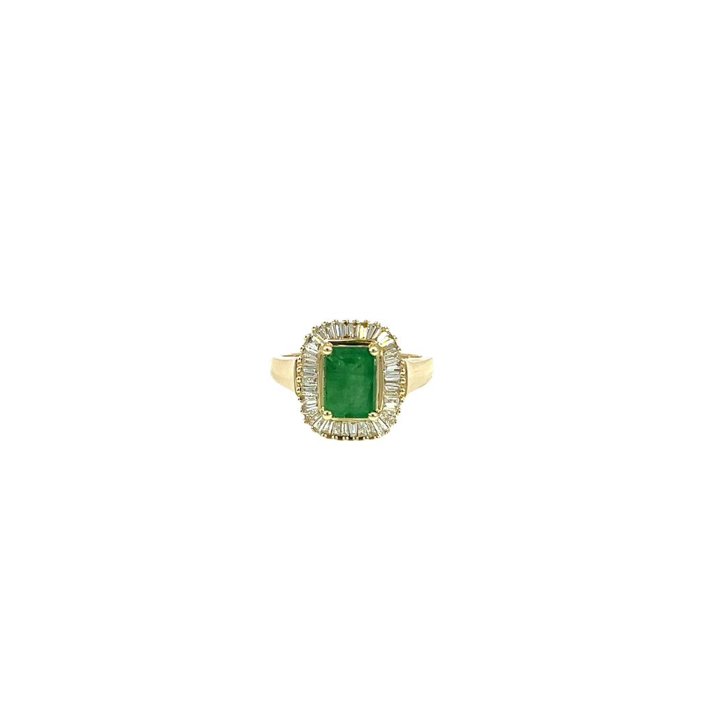 14K Yellow Gold Diamond and Emerald Fashion Ring