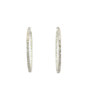 14K White Gold Diamond Hoop Earrings