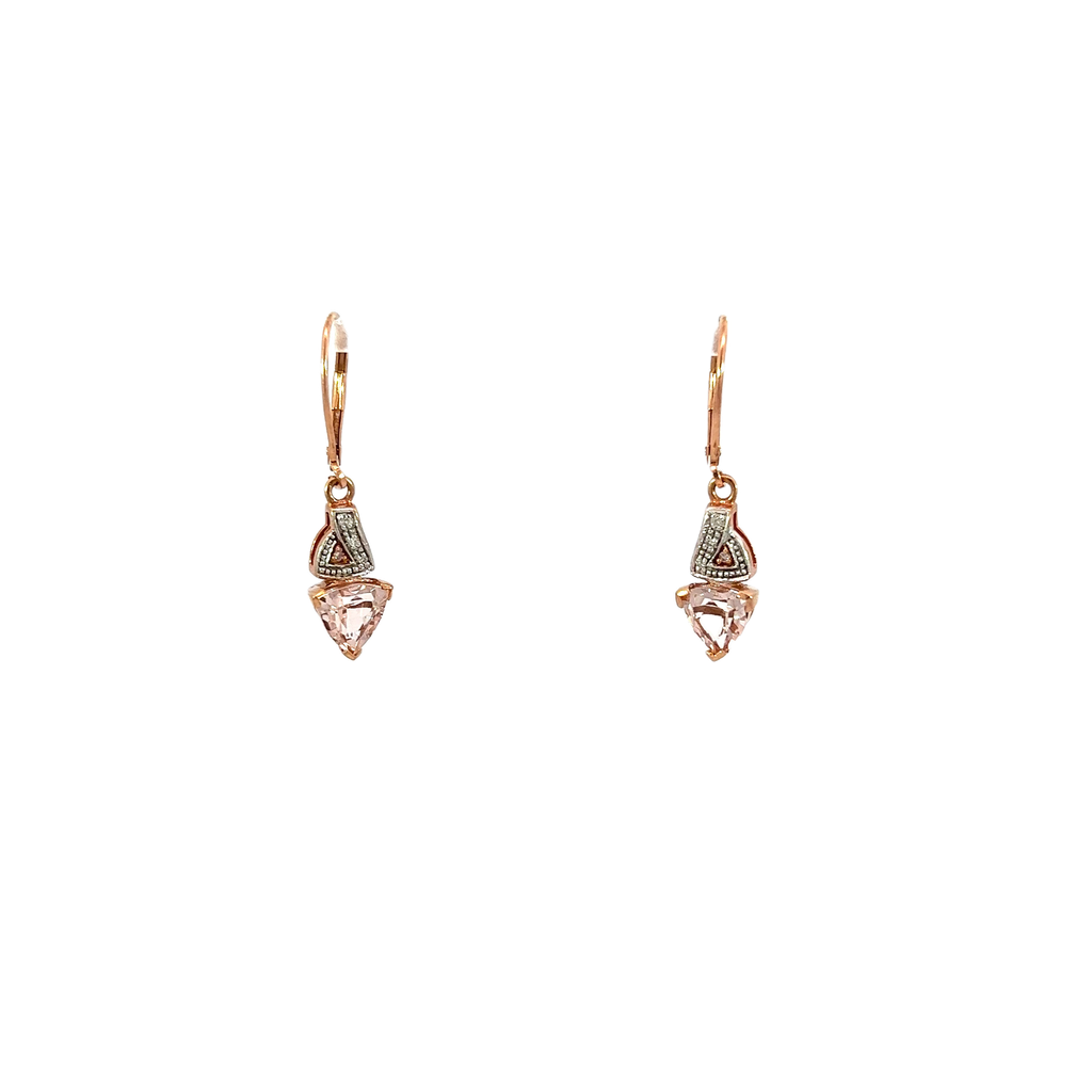 10K Rose Gold Diamond and Morganite Drop Earrings
