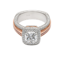 18K Two-Tone Gold Diamond Cushion Ring