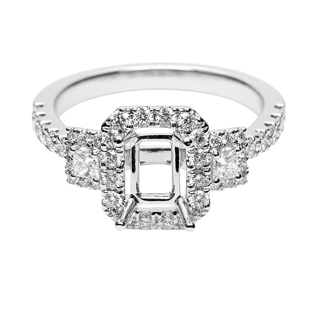 18K White Gold Round Diamond Engagement Ring