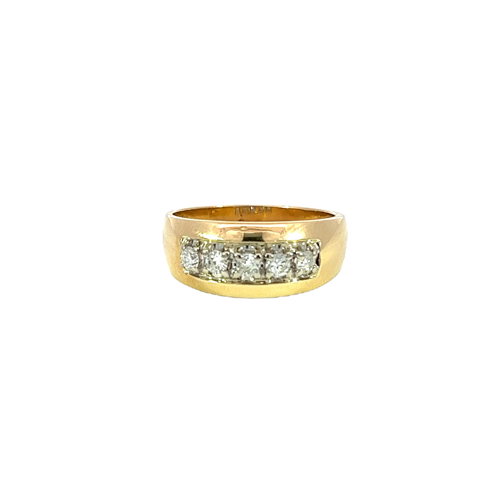 14K Yellow Gold Diamond Men's Band