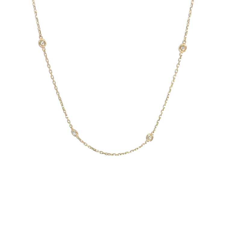 14K Yellow Gold Diamond "By The Yard" Station Necklace, 0.50ct tw