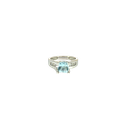 14K White Gold Aquamarine and Diamond Ring