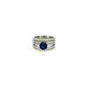 14K White Gold Diamond and Lab Sapphire Fashion Ring