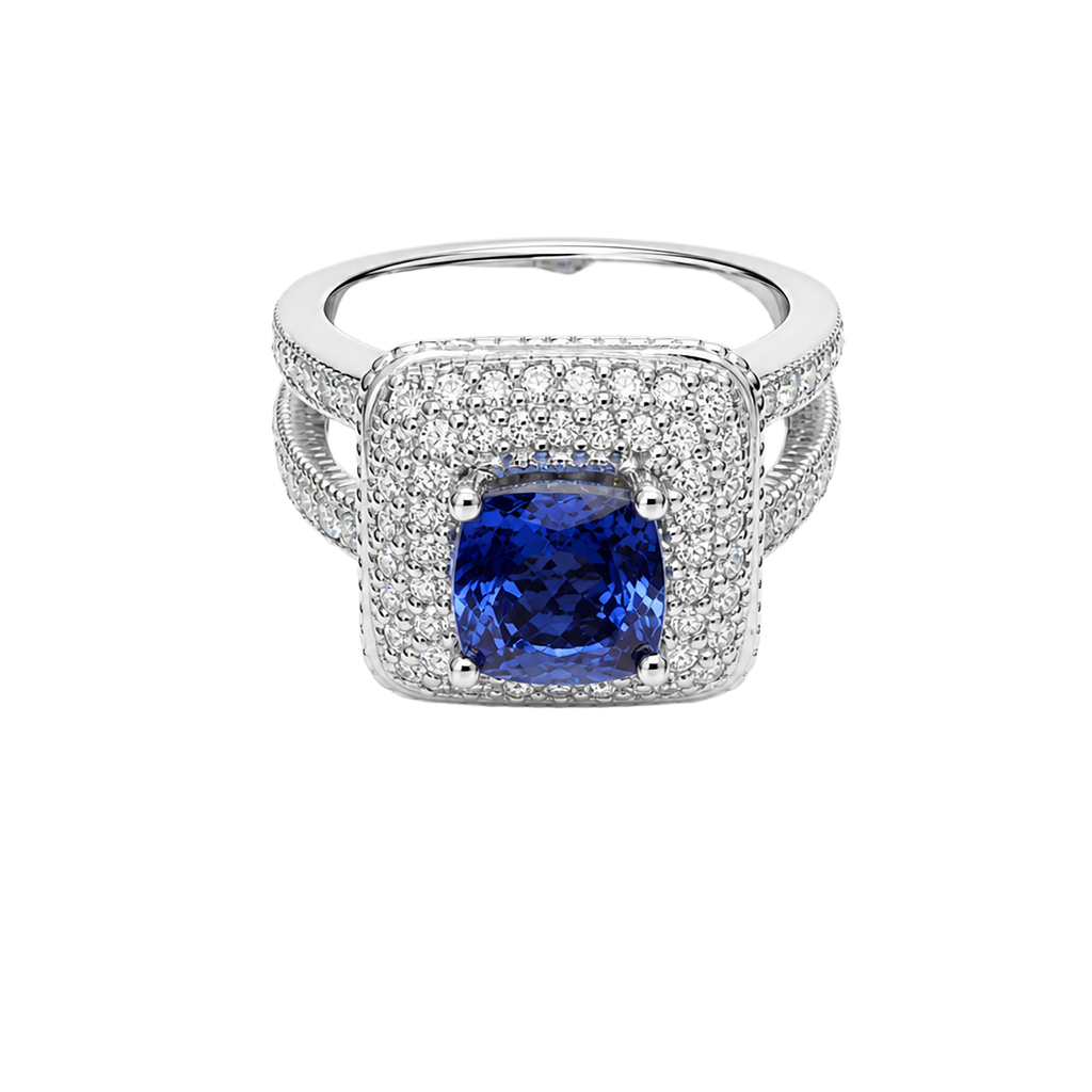 14K White Gold Tanzanite and Diamond Fashion Ring