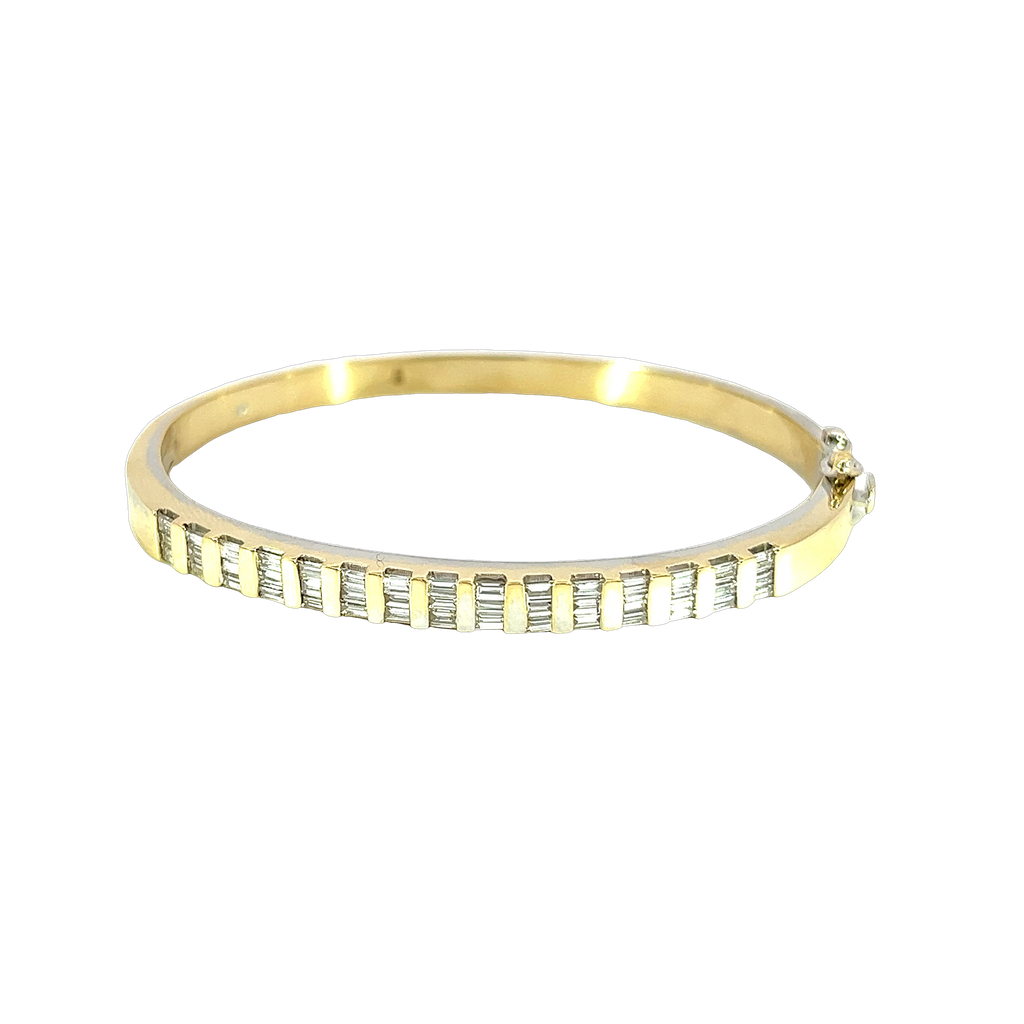 14K White Gold and Diamond Bangle Bracelet
