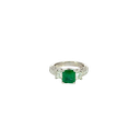 18K White Gold Emerald and Diamond Ring