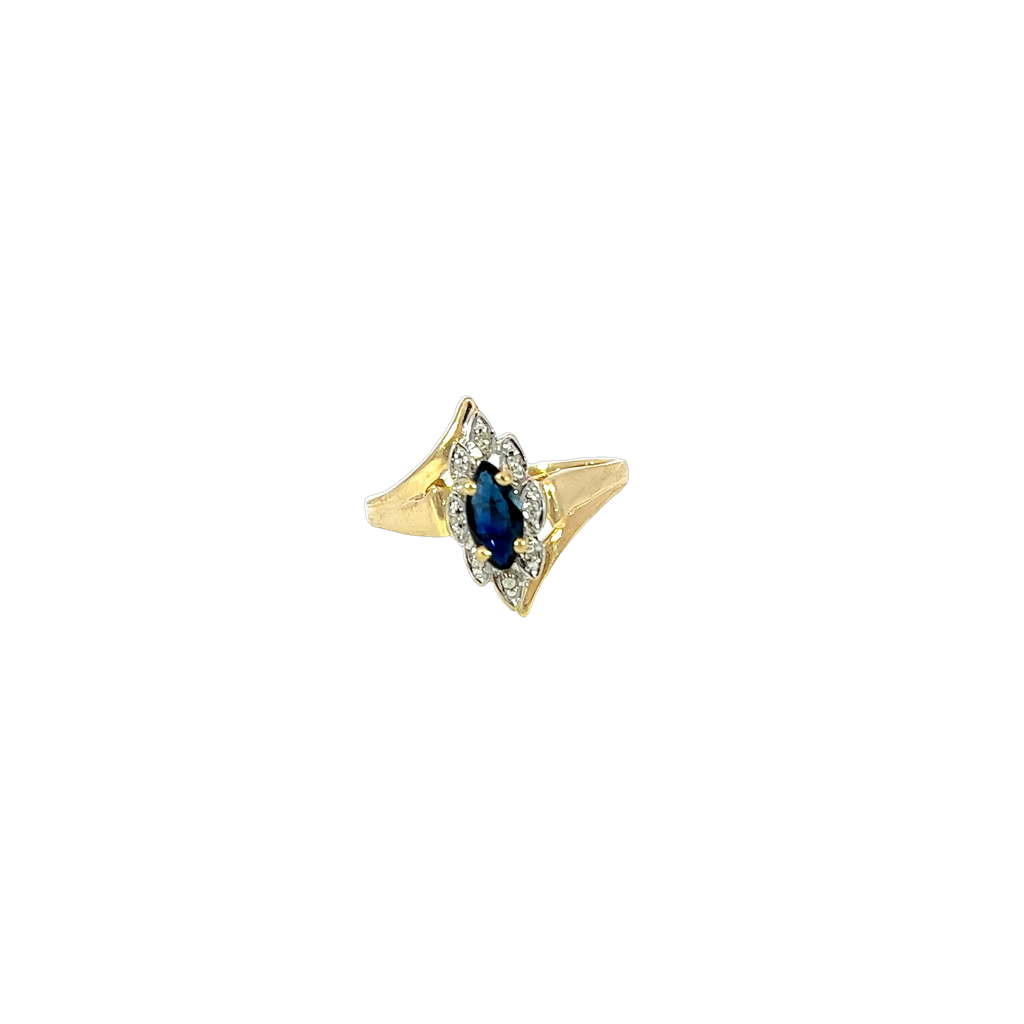 10K Yellow Gold Sapphire and Diamond Ring