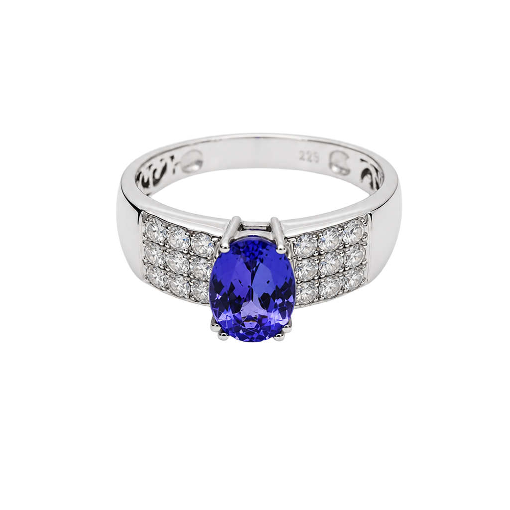 14K White Gold Tanzanite and Diamond Ring