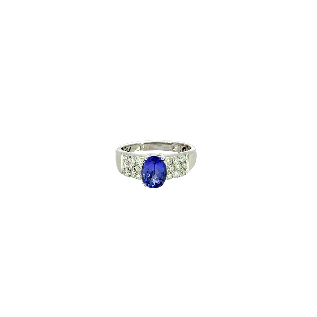 14K White Gold Tanzanite and Diamond Ring
