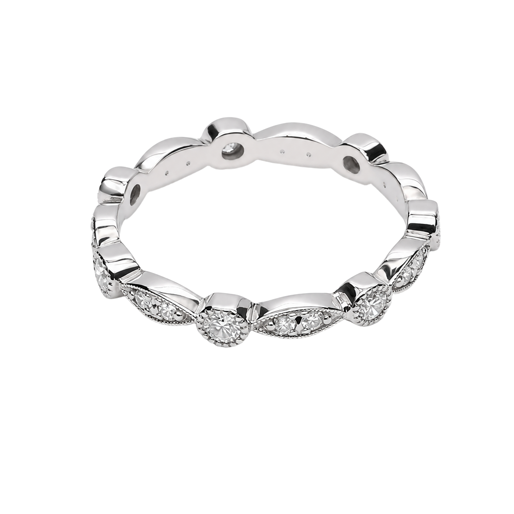 14K White Gold Diamond Stackable Ring